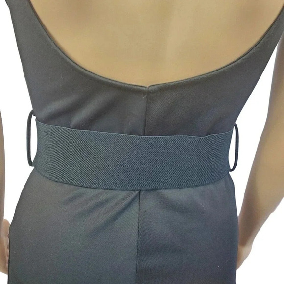 Janice Brand Size M Little Black Dress Peekaboo Back BodyCon with Chunky Belt - Picture 4 of 12